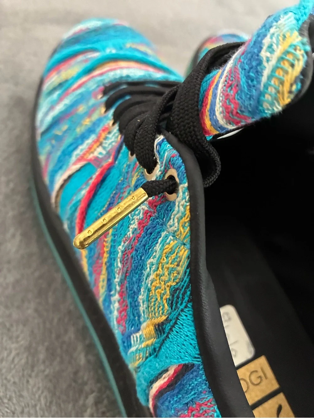 Puma Coogi Men’s Turquoise Multicolor Knit Sneakers with Black Laces